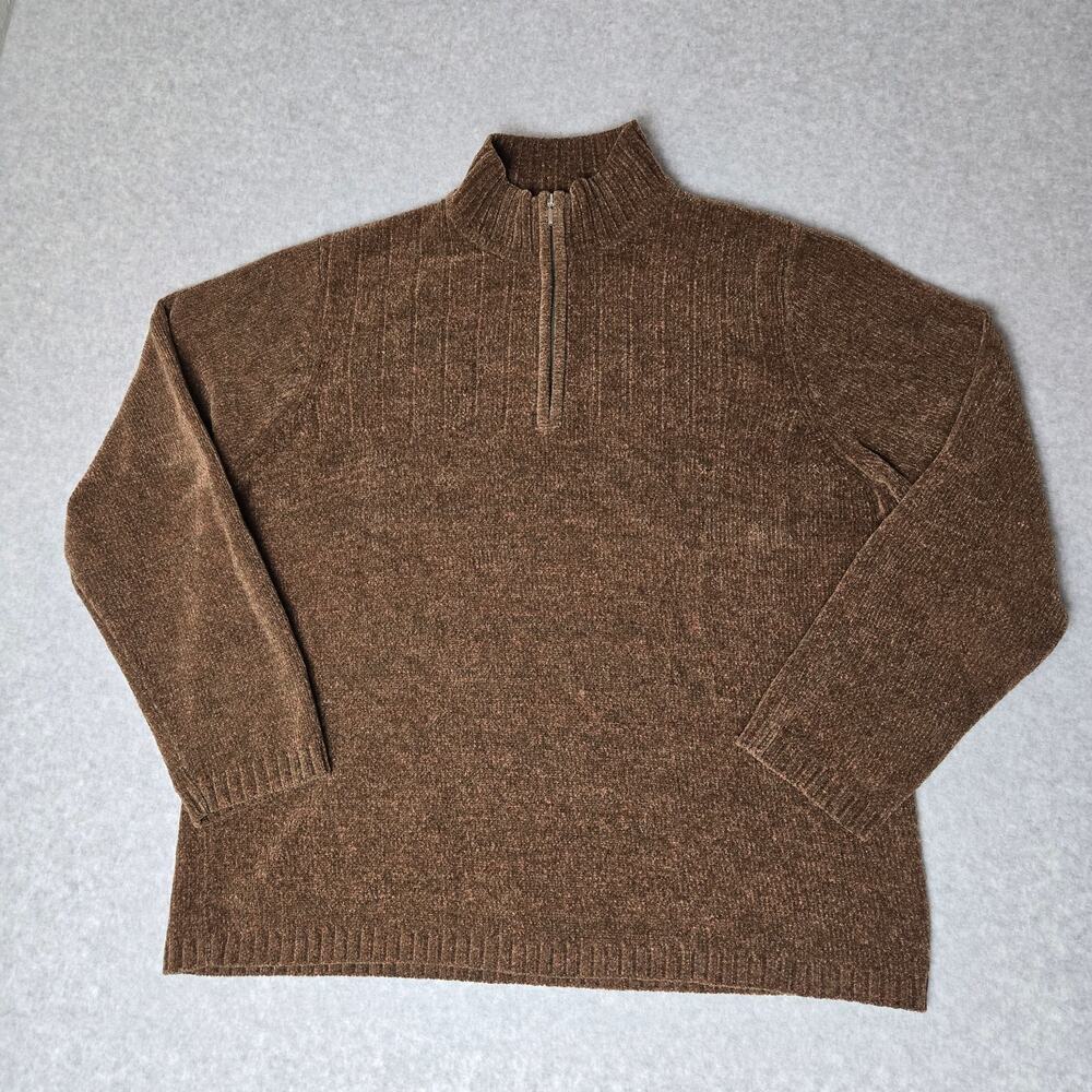 Karen Scott 100% Acrylic Wool Women's Brown Quarter Zip Sweater Jacket - Size XL